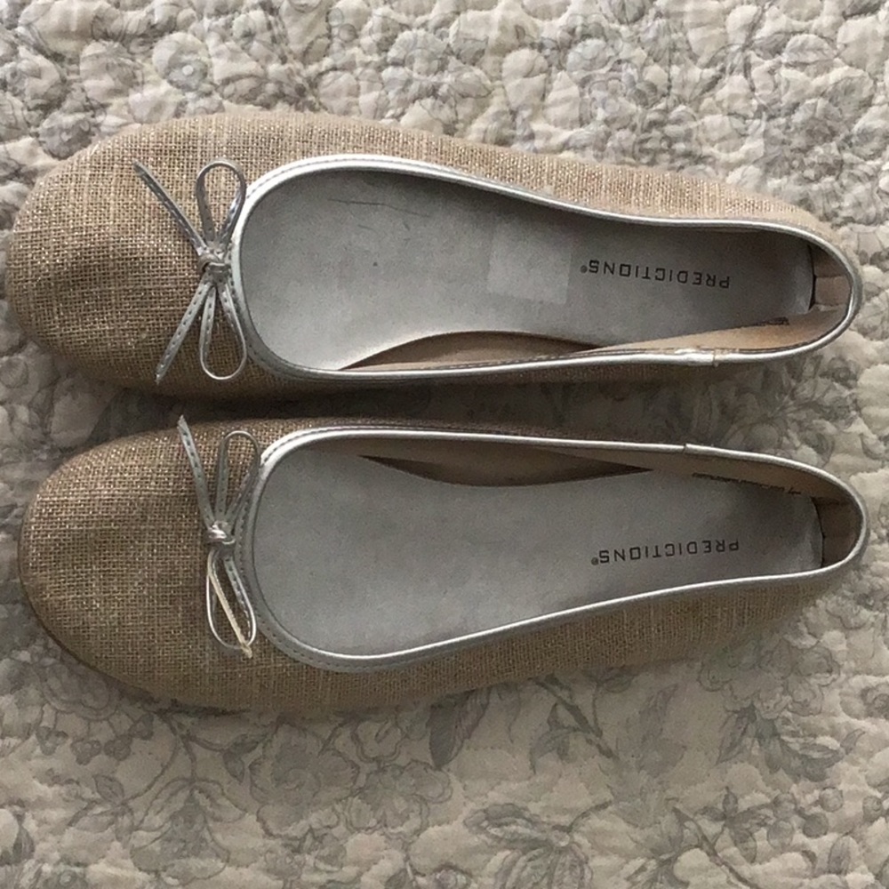 Predictions Ballet Flats Gold and Silver Sz7